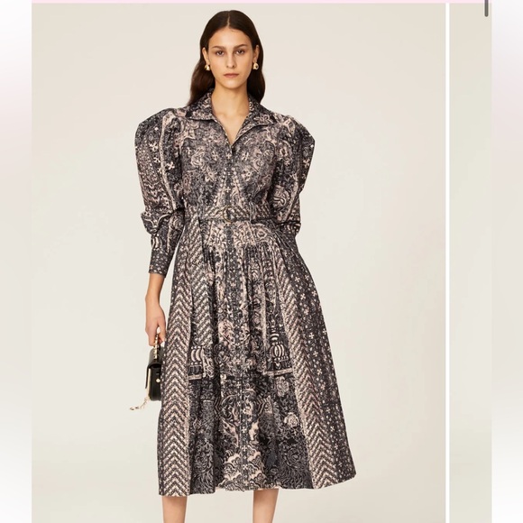 Ulla Johnson Long Sleeve Belted Dress 'Lucinda' Midi - Picture 1 of 12